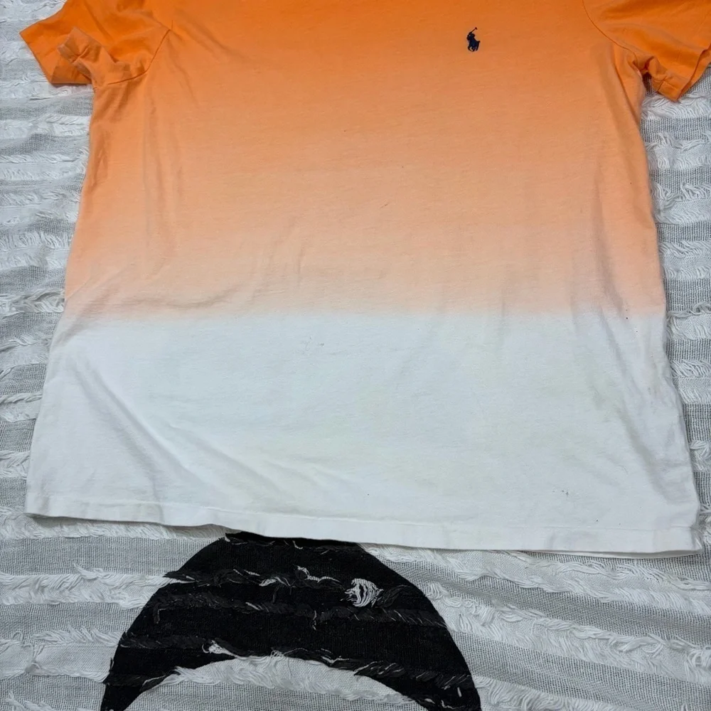 POLO RALPH LAUREN aside degrade orange white original brand Sz L Boho Preppy